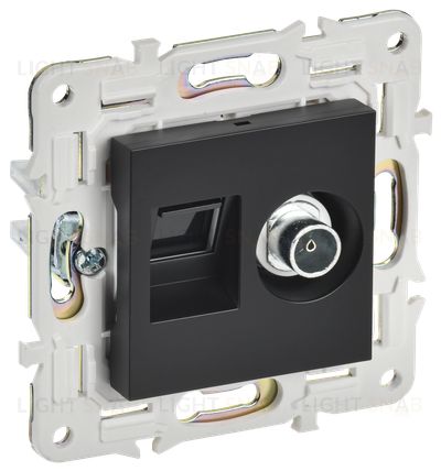 Розетка двойная TV+RJ45, 6 кат. IEK Skandy, черный SK-AK20-2-K02 SK-AK20-2-K02