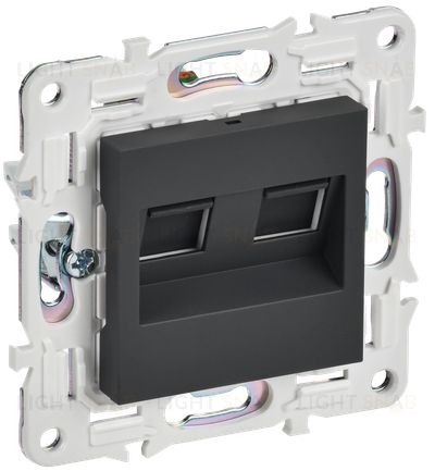 Розетка компьютерная двойная 5е кат., IEK Skandy, графит SK-K20-1-K53 SK-K20-1-K53