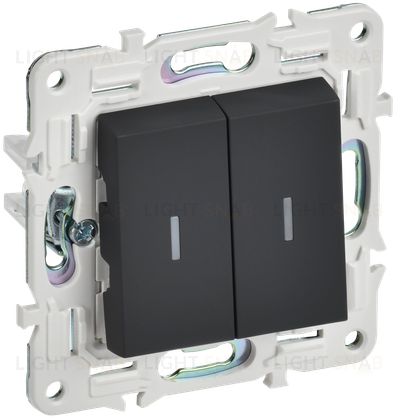 Выключатель 2-клавишный с подсветкой 10А IEK Skandy графит SK-V20-1-10-K53 SK-V20-1-10-K53