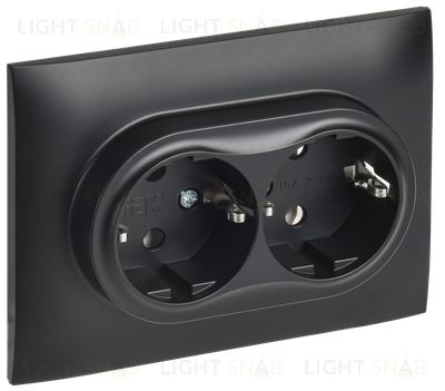 Розетка двойная с заземлением в сборе с рамкой 16А IEK Skandy черный SK-R21-16-K02-F SK-R21-16-K02-F