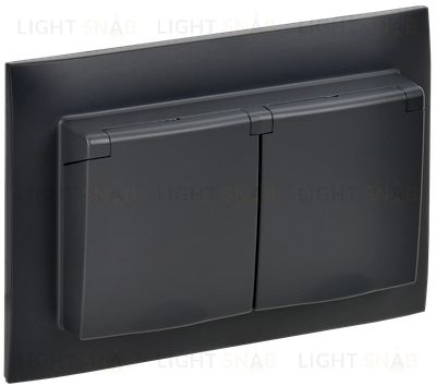 Розетка двойная с заземлением со шторками и крышкой в сборе с рамкой IP44 16А IEK Skandy черный SK-R26-16-44-K02-F SK-R26-16-44-K02-F