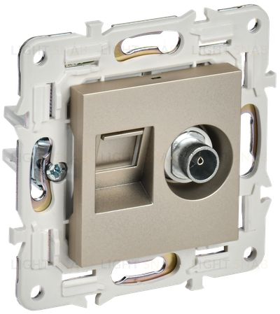 Розетка двойная TV+RJ45, 5 кат. IEK Skandy, шампань SK-AK20-1-K37 SK-AK20-1-K37