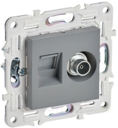 Розетка двойная TV+RJ45 кат.6E IEK Skandy серый SK-AK20-2-K03 SK-AK20-2-K03