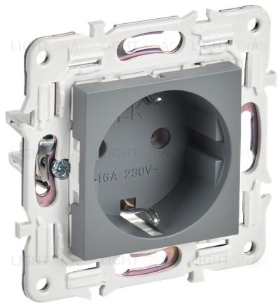 Розетка с заземлением 16А IEK Skandy серый SK-R11-16-K03 SK-R11-16-K03