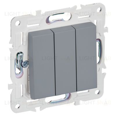 Выключатель трехклавишный 10А IEK Skandy серый SK-V30-0-10-K03 SK-V30-0-10-K03