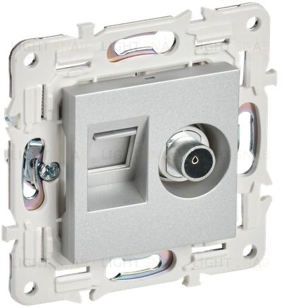 Розетка двойная TV+RJ45 кат.6E IEK Skandy серебряный SK-AK20-2-K23 SK-AK20-2-K23