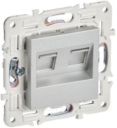 Розетка интернет двойная RJ45 кат.6 IEK Skandy серебряный SK-K20-2-K23 SK-K20-2-K23
