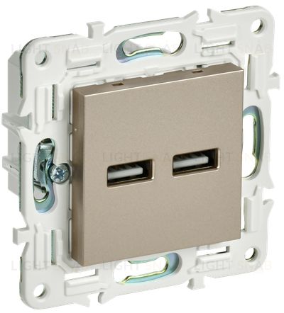 Розетка USB двойная A+A 5В 3,1А IEK Skandy шампань SK-U21-D31-K37 SK-U21-D31-K37
