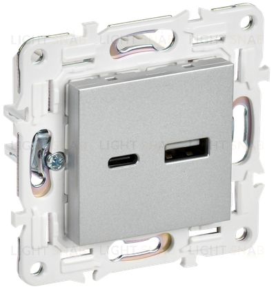 Розетка USB двойная A+A 5В 3,1А IEK Skandy серебряный SK-U21-D31-K23 SK-U21-D31-K23