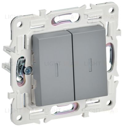 Выключатель 2-клавишный с подсветкой 10А IEK Skandy серый SK-V20-1-10-K03 SK-V20-1-10-K03