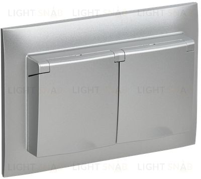 Розетка двойная с заземлением со шторками и крышкой в сборе с рамкой IP44 16А IEK Skandy серебряный SK-R26-16-44-K23-F SK-R26-16-44-K23-F