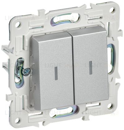 Выключатель 2-клавишный с подсветкой 10А IEK Skandy серебряный SK-V20-1-10-K23 SK-V20-1-10-K23