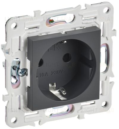 Розетка с заземлением с защитными шторками 16А безвинтовое крепление IEK Skandy титан SK-R14-16-1-K48 SK-R14-16-1-K48