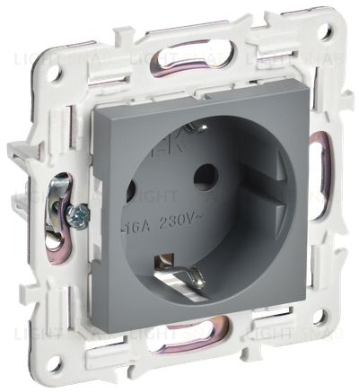 Розетка с заземлением с защитными шторками 16А с USB-C 18Вт 16А IEK Skandy серый SK-R14-16-U14-018-K03 SK-R14-16-U14-018-K03