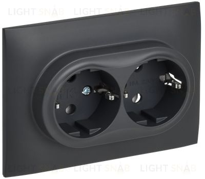 Розетка 2-местная с заземлением без защитных шторок 16А в сборе IEK Skandy титан SK-R21-16-K48-F SK-R21-16-K48-F