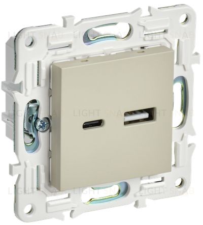 Розетка USB двойная A+C 18Вт IEK Skandy бежевый SK-U22-018-K10 SK-U22-018-K10