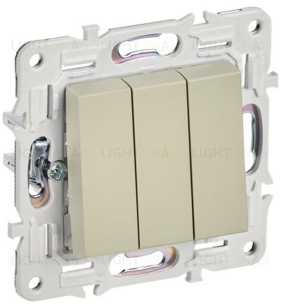 Выключатель 3-клавишный 10А IEK Skandy бежевый SK-V30-0-10-K10 SK-V30-0-10-K10