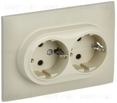 Розетка 2-местная с заземлением с защитными шторками 16А в сборе IEK Skandy бежевый SK-R24-16-K10-F SK-R24-16-K10-F