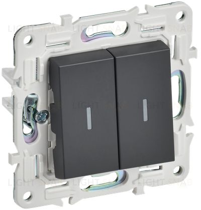 Выключатель 2-клавишный с индикацией 10А IEK Skandy титан SK-V20-1-10-K48 SK-V20-1-10-K48