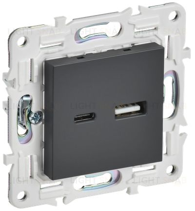 Розетка USB двойная A+C 18Вт IEK Skandy титан SK-U22-018-K48 SK-U22-018-K48