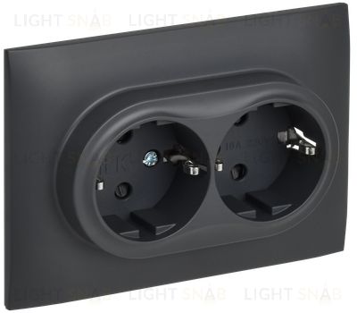 Розетка 2-местная с заземлением с защитными шторками 16А в сборе IEK Skandy титан SK-R24-16-K48-F SK-R24-16-K48-F