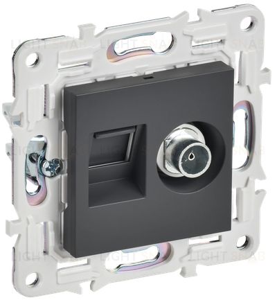 Розетка двойная TV+RJ45 кат.6E IEK Skandy титан SK-AK20-2-K48 SK-AK20-2-K48