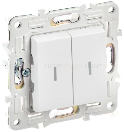 Выключатель 2-клавишный проходной с индикацией 10А IEK Skandy арктический белый SK-V22-1-10-K01 SK-V22-1-10-K01