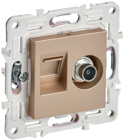 Розетка двойная TV+RJ45 кат.5E IEK Skandy песочный SK-AK20-1-K98 SK-AK20-1-K98