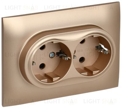Розетка 2-местная с заземлением с защитными шторками 16А в сборе IEK Skandy песочный SK-R24-16-K98-F SK-R24-16-K98-F