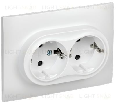 Розетка 2-местная с заземлением с защитными шторками 16А в сборе IEK Skandy арктический белый SK-R24-16-K01-F SK-R24-16-K01-F
