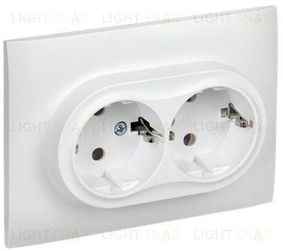 Розетка 2-местная с заземлением без защитных шторок 16А в сборе IEK Skandy арктический белый SK-R21-16-K01-F SK-R21-16-K01-F