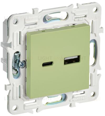Розетка двойная USB A+C 18Вт IEK Skandy мятный SK-U22-018-K06 SK-U22-018-K06