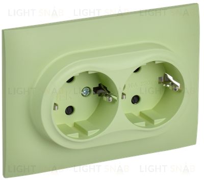 Розетка 2-местная с заземлением с защитными шторками 16А в сборе IEK Skandy мятный SK-R24-16-K06-F SK-R24-16-K06-F