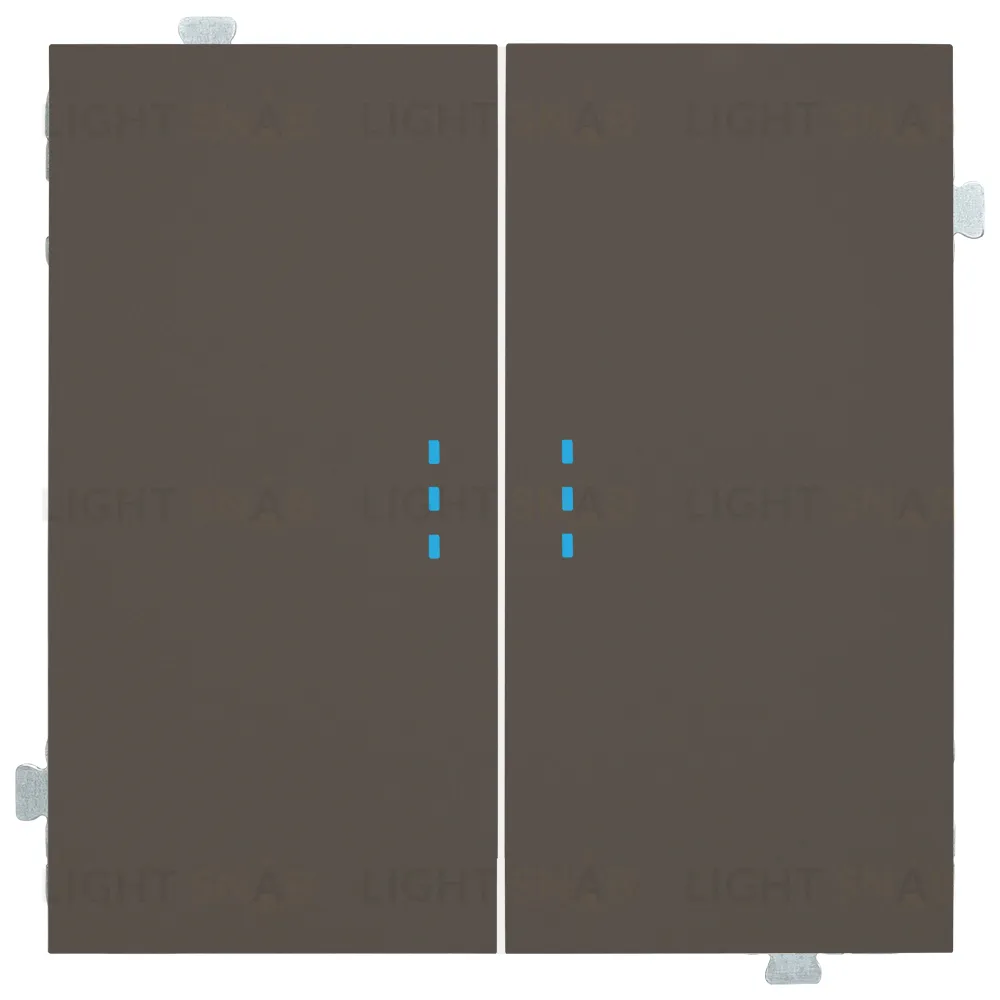 Выключатель двухклавишный перекрестный с подсветкой (из 3-х мест) Rikett 10A/250В каппучино 32204+32019+32019+35615 CP 32204 + 32019 + 35615 CP