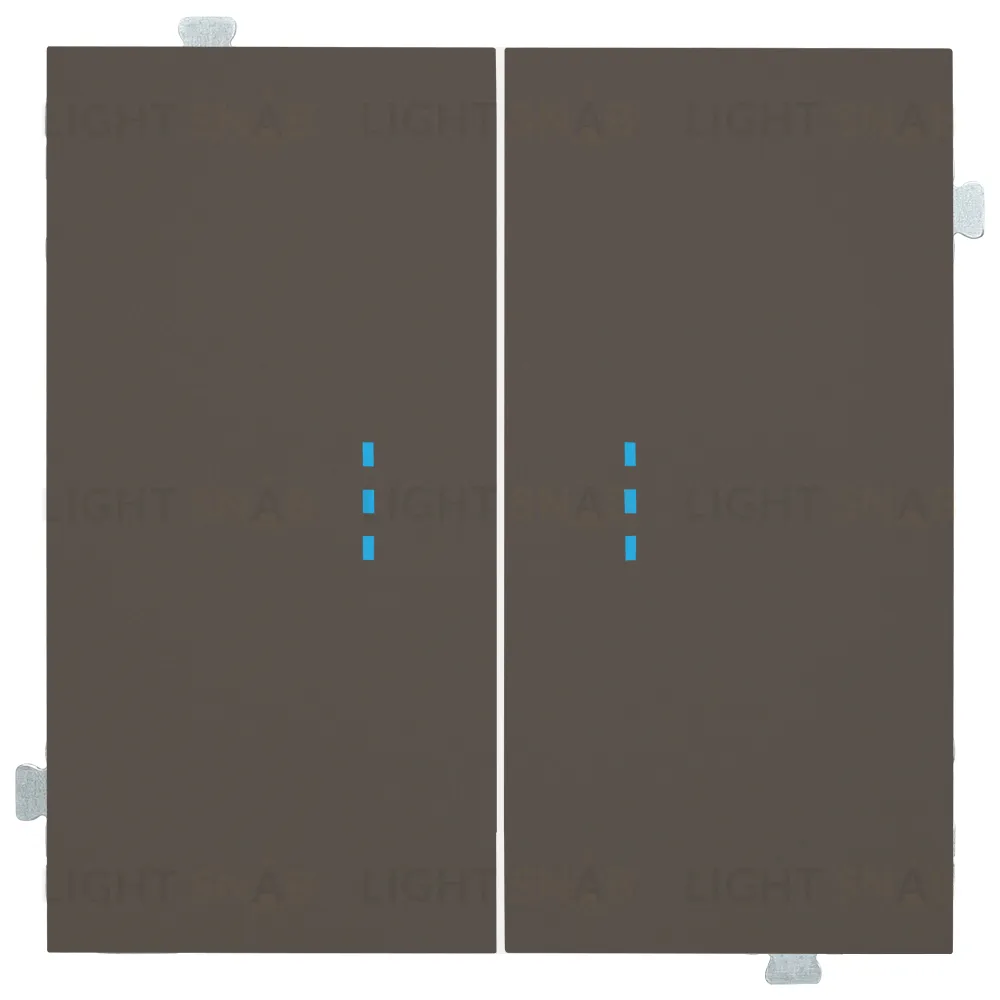 Выключатель двухклавишный проходной с подсветкой Rikett 10A/250В каппучино 32101+32019+32019+35612 CP 32101 + 32019 + 35612 CP