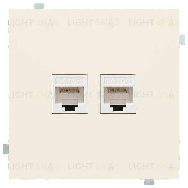 Розетка компьютерная двойная Rikett 6 кат, RJ 45, UTP, кремовый матовый 32971+147401 BK+147401 BK+35442 MC 32971 + 147401 BK + 35442 MC
