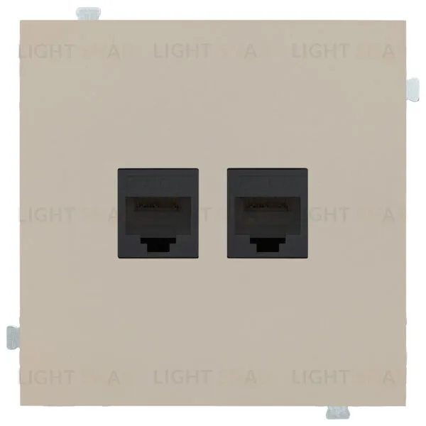 Розетка компьютерная двойная Rikett 6 кат, RJ 45, UTP, латте 32971+147401 BK+147401 BK+35442 LT 32971 + 147401 BK + 35442 LT