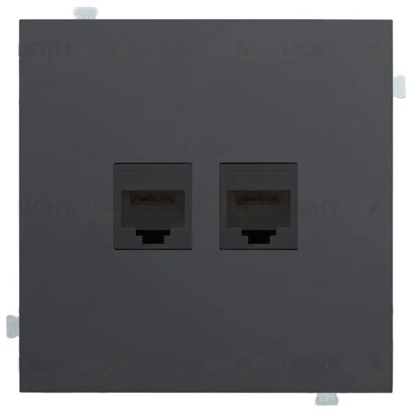 Розетка компьютерная двойная Rikett 6 кат, RJ 45, UTP, черный матовый 32971+147401 BK+147401 BK+35442 MB 32971 + 147401 BK + 35442 MB