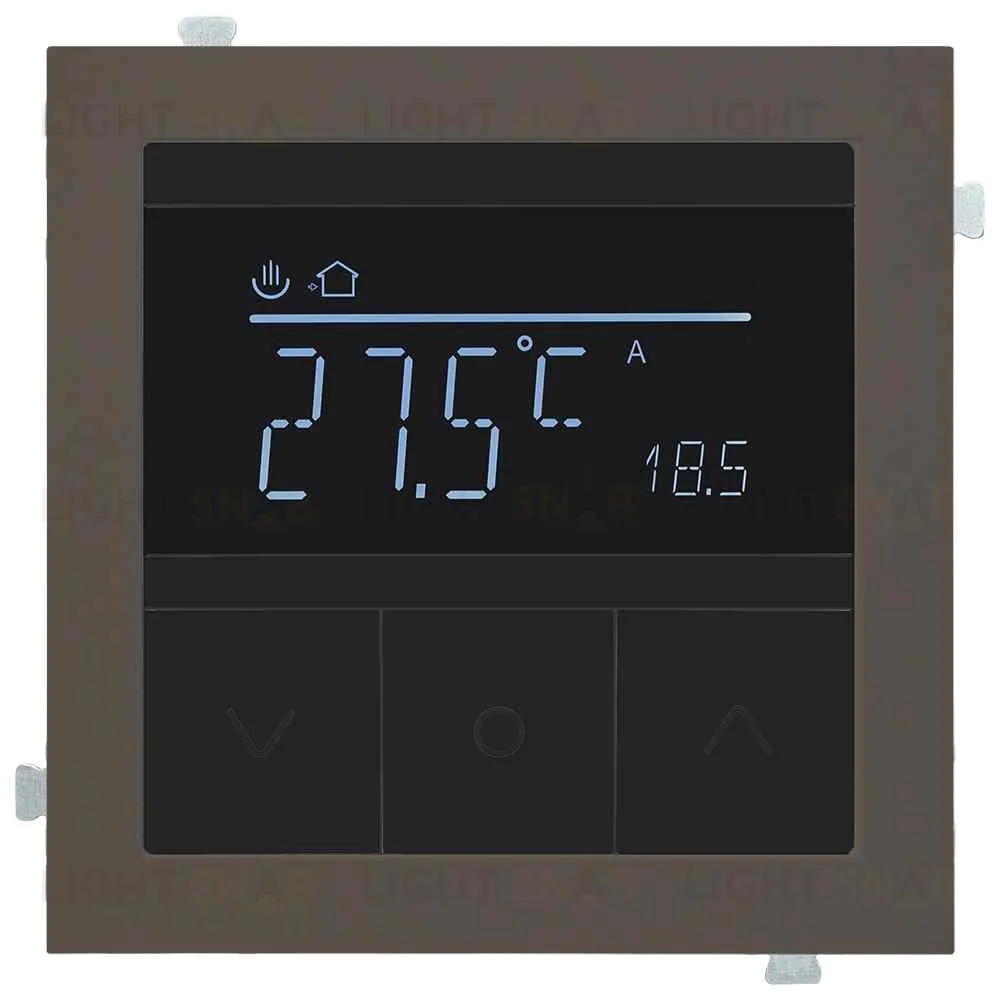 Термостат с датчиком для теплых полов с адаптером капучино Rikett 16A/230В, черный 32232 BK+32881 CP 32232 BK + 32881 CP