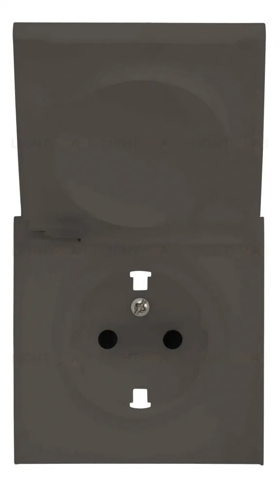 Розетка с заземлением с защитными шторками и крышкой Rikett 16A/250В, безвинтовой зажим, каппучино 32130+35634 CP 32130 + 35634 CP