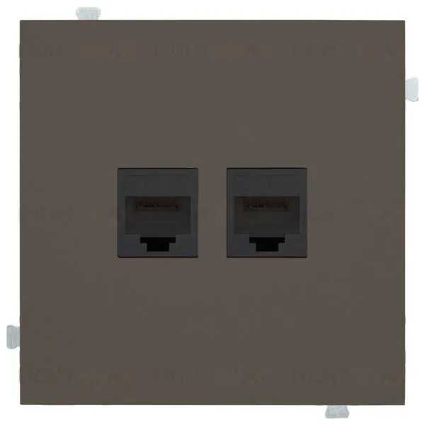 Розетка компьютерная двойная Rikett 6 кат, RJ 45, UTP, каппучино 32971+147401 BK+147401 BK+35442 CP 32971 + 147401 BK + 35442 CP