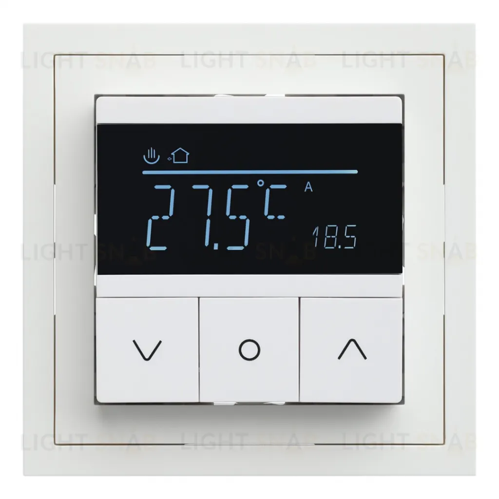 Термостат с датчиком для теплых полов с черным матовым адаптером Rikett 16A/230В, белый 32232 WT+32881 MB 32232 WT + 32881 MB