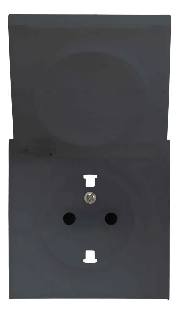 Розетка с заземлением с защитными шторками и крышкой Rikett 16A/250В, винтовой зажим, черный матовый 32131+35634 MB 32131 + 35634 MB