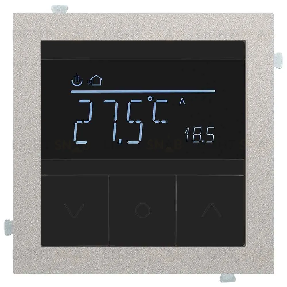 Термостат с датчиком для теплых полов с платиновым адаптером Rikett 16A/230В, белый 32232 WT+32881 PL 32232 WT + 32881 PL