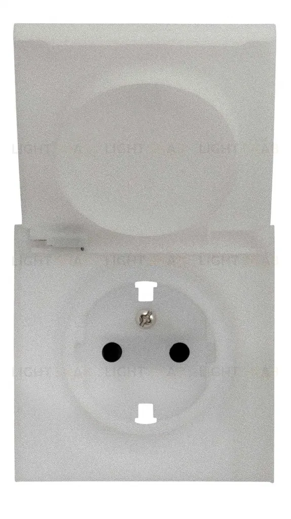 Розетка с заземлением с защитными шторками и крышкой Rikett 16A/250В, безвинтовой зажим, платина 32130+35634 PL 32130 + 35634 PL