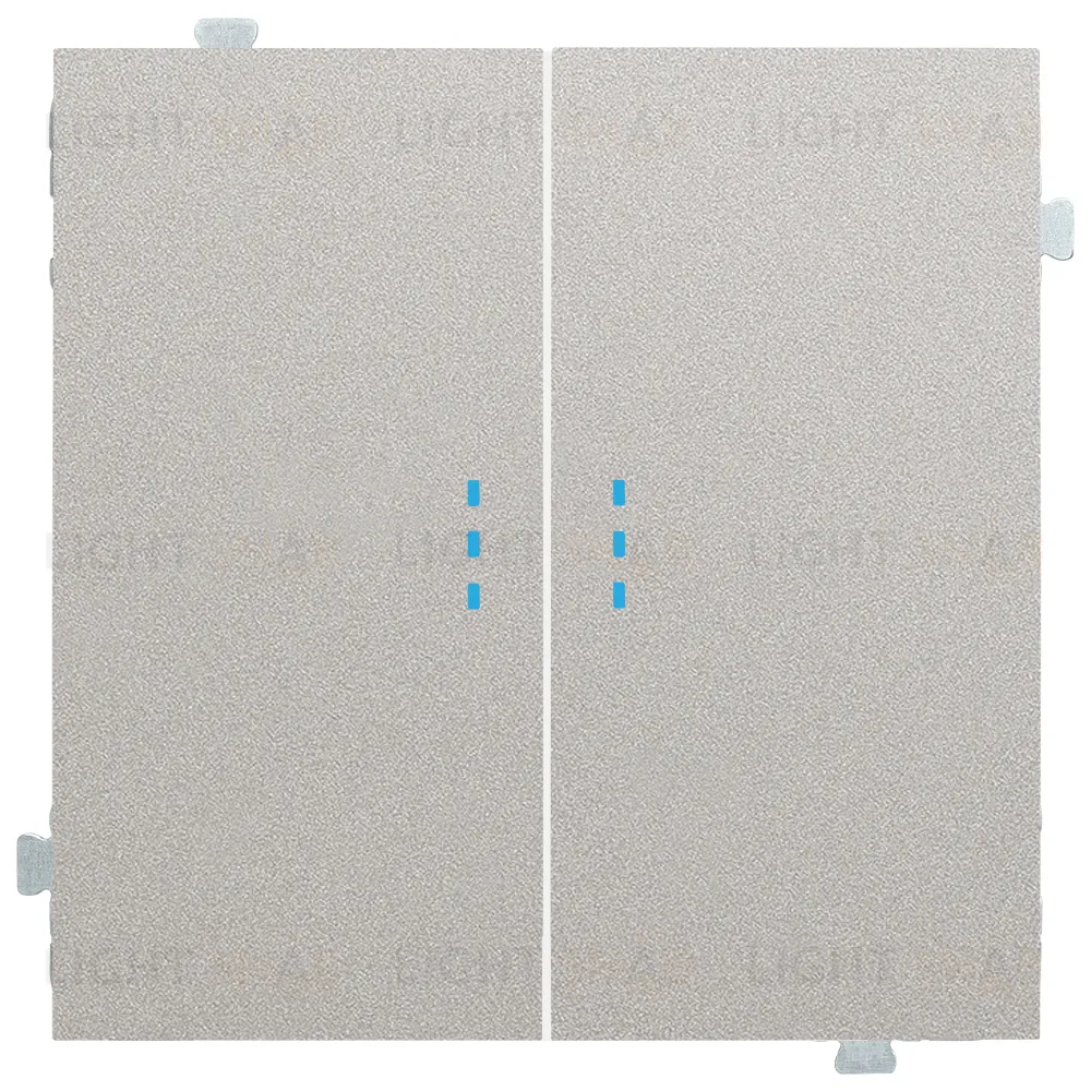 Выключатель двухклавишный перекрестный с подсветкой (из 3-х мест) Rikett 10A/250В платина 32204+32019+32019+35615 PL 32204 + 32019 + 35615 PL