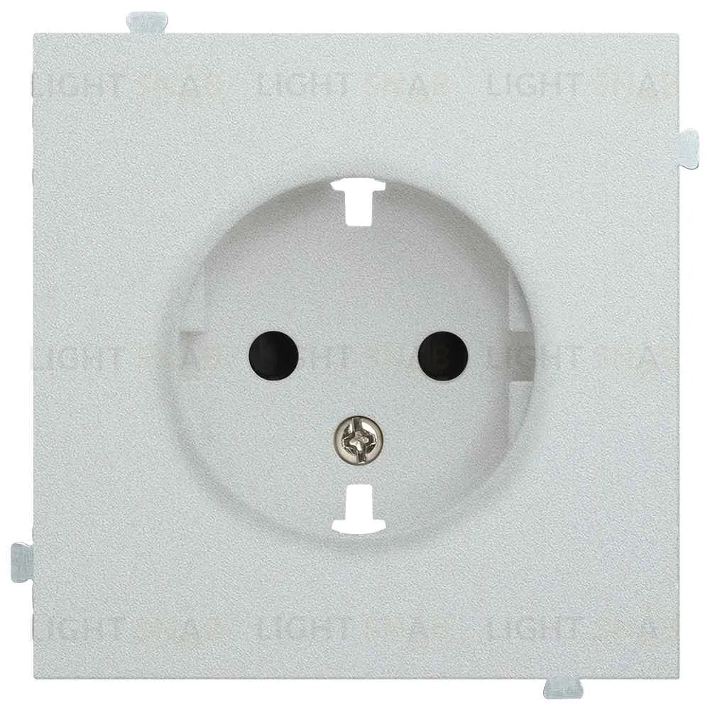 Розетка с заземлением с защитными шторками Rikett 16A/250В, винтовой зажим, серебро 32131+35632 SV 32131 + 35632 SV