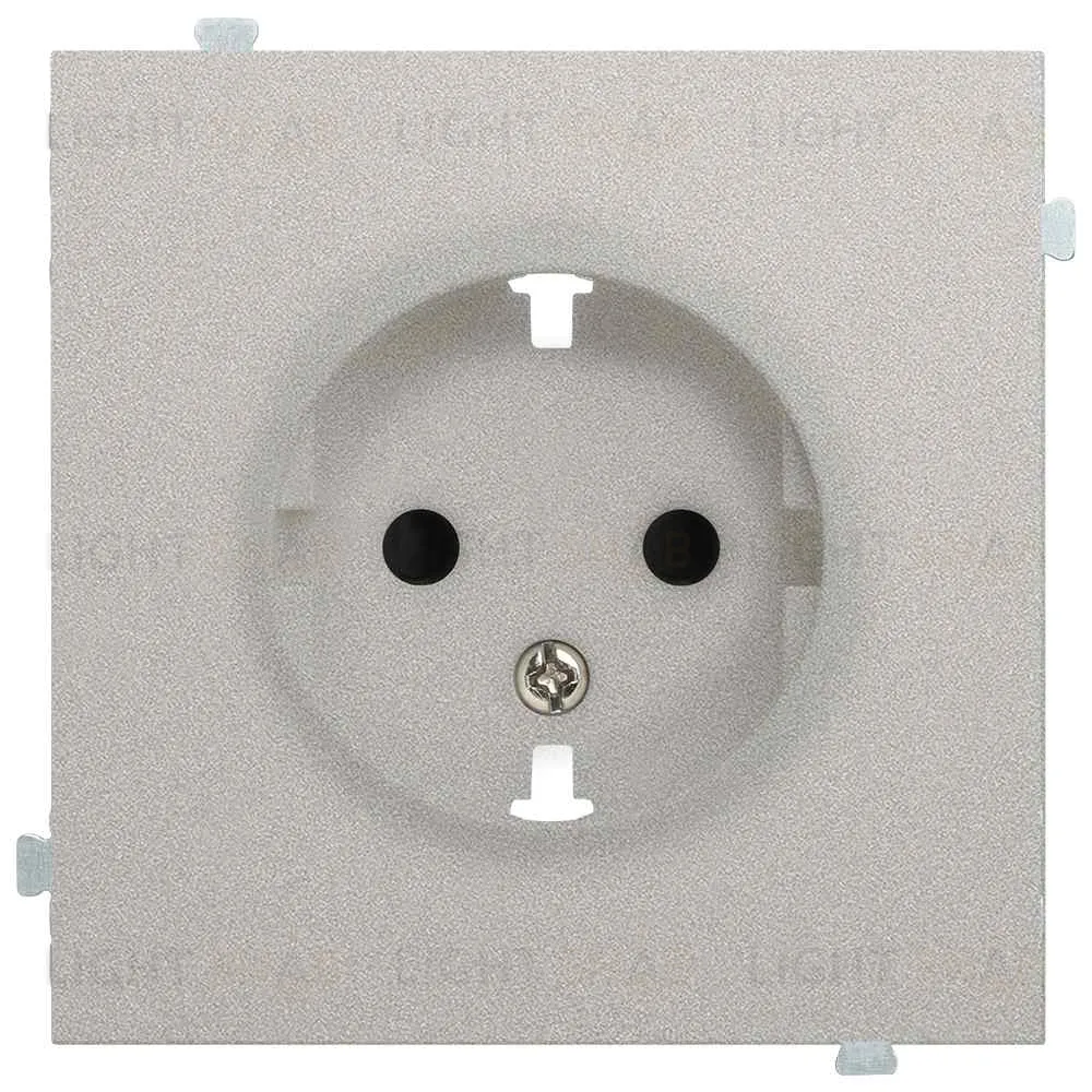 Розетка с заземлением с защитными шторками Rikett 16A/250В, безвинтовой зажим, платина 32130+35632 PL 32130 + 35632 PL