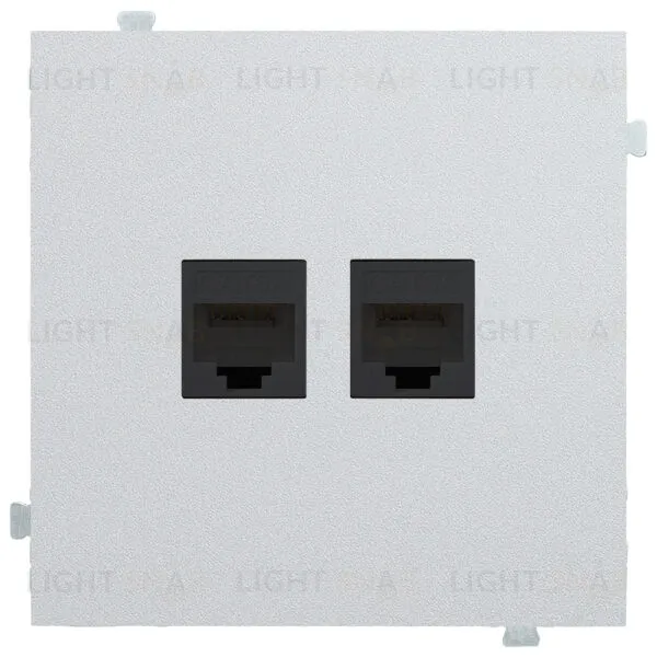 Розетка компьютерная двойная Rikett 6 кат, RJ 45, UTP, серебро 32971+147401 BK+147401 BK+35442 SV 32971 + 147401 BK + 35442 SV