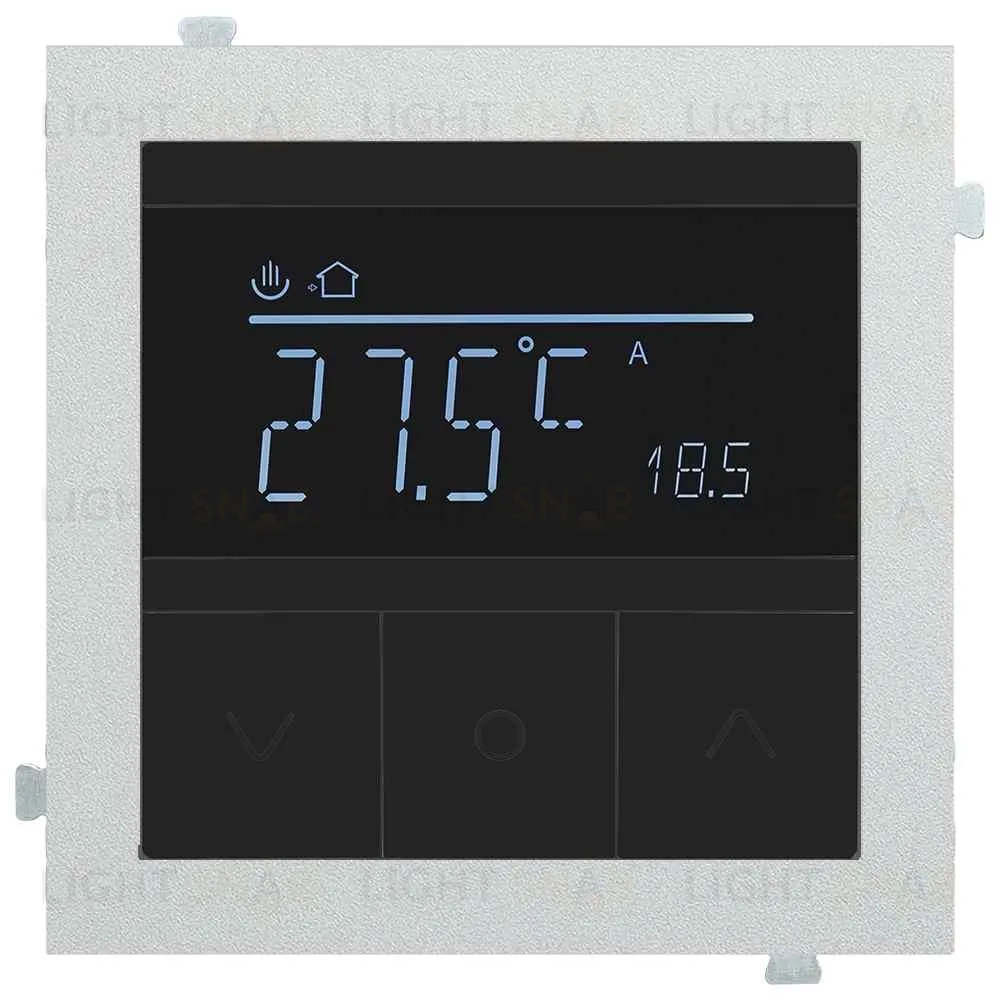Термостат с датчиком для теплых полов с серебряным адаптером Rikett 16A/230В, белый 32232 WT+32881 SV 32232 WT + 32881 SV